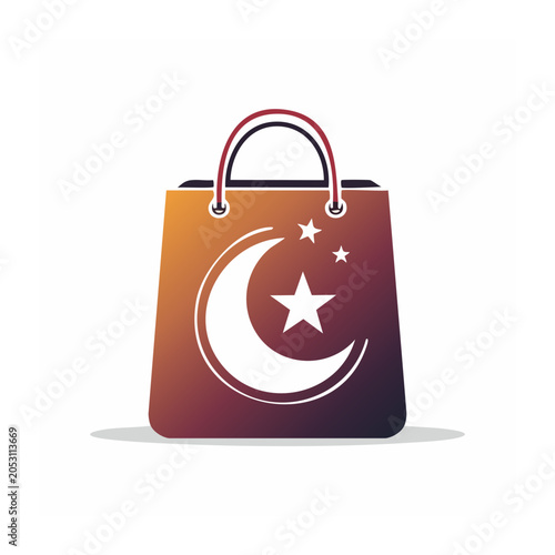Shopping bag with moon and stars icon