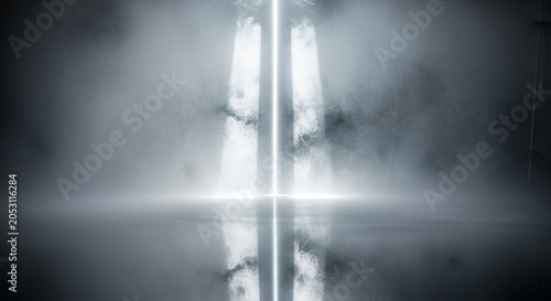 Abstract futuristic background with glowing lines and smoke.