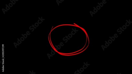 Hand drawn red circle animation with marker highlight sketch line effect for emphasis overlay.