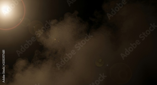 Abstract Smoke and Light on Dark Background.