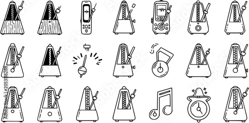 Fotografie Music Metronome Icons Set