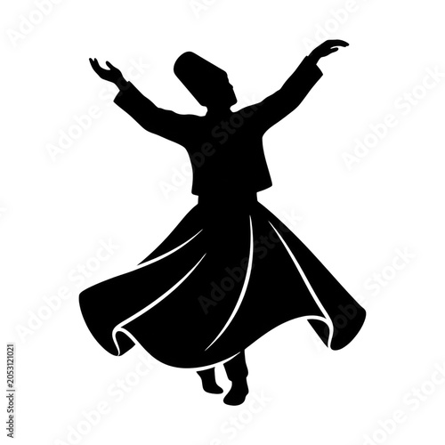 Silhouette of a Whirling Dervish in Sema Ceremony