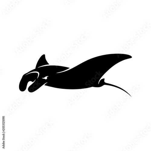 Stylized Manta Ray Outline Graphic for Logo or Design