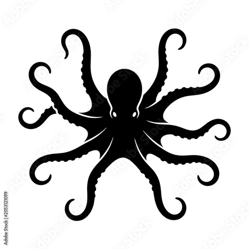 Stylized Dark Silhouette Outline of an Octopus Creature