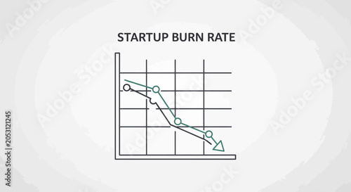 Fényképezés Startup Burn Rate Financial Chart Icon
