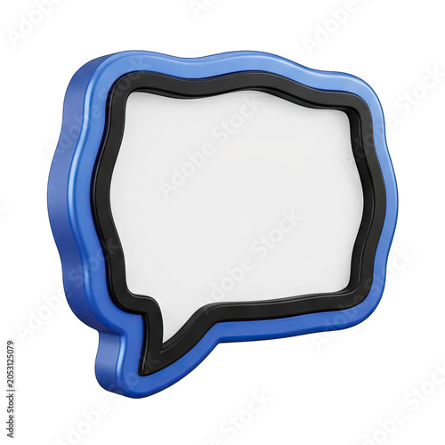 3D Blue and Black Speech Bubble Icon