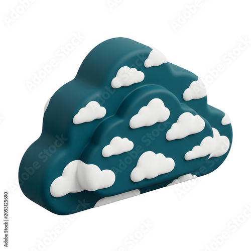 3D render of a blue cloud with white clouds