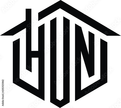 hun real estate logo home hu un h letter logo design. Minimal monogram emblem, classic style. Alphabet vector logo design. Premium Business logo, White background. AI/EPS and PNG/JPEG.
