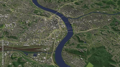 3D looped animation of city - Cincinnati Ohio, USA