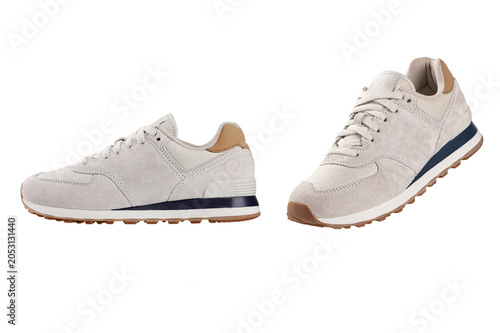 Pair of sneaker shoes isolated on white background.