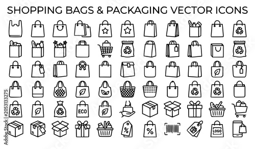 Canvastavla SEO Title
Retail Shopping and Grocery Bag Symbol Pack Black Line Vector Illustra