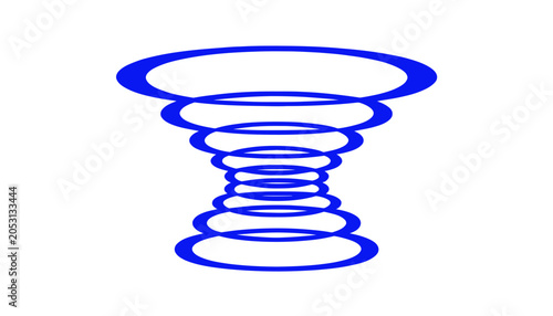 Abstract Blue Concentric Rings Forming a Vortex or Hourglass Shape