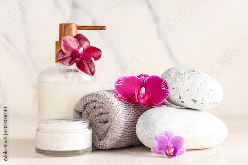 Spa stones, cream, lotion, ...
