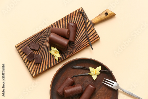 Board and plate with tasty ...