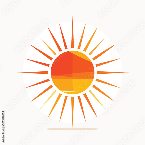 Stylized Low Poly Geometric Sun Icon with Radiant Rays.