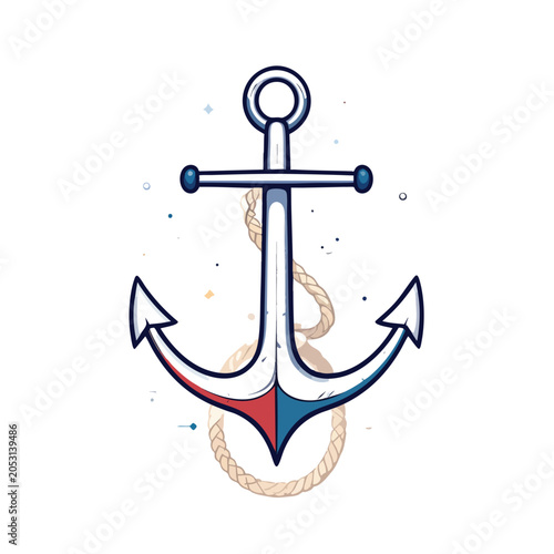 Nautical anchor illustration with rope detail.