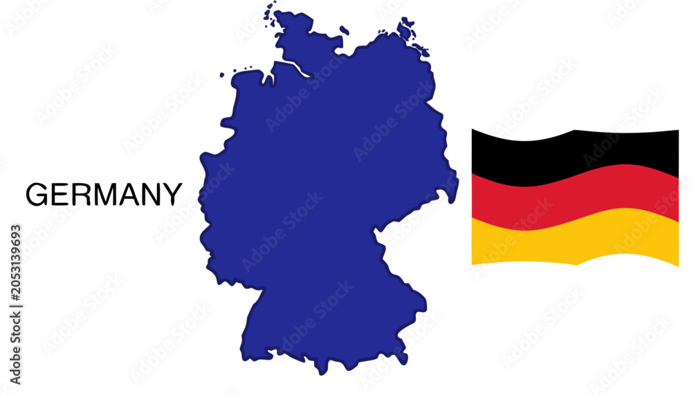 Obraz premium Vector illustration of Germany flag with map