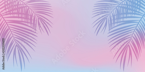 Tropical summer background with tropical palm leaf decoration. Creative design for summer with minimalist leaf shadow effect. Vector illustration EPS. 3