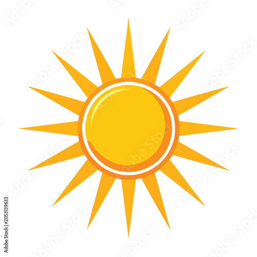 Vibrant yellow sun icon with sharp radiating rays.