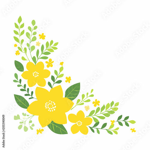Yellow Flowers and Green Leaves Corner Decoration