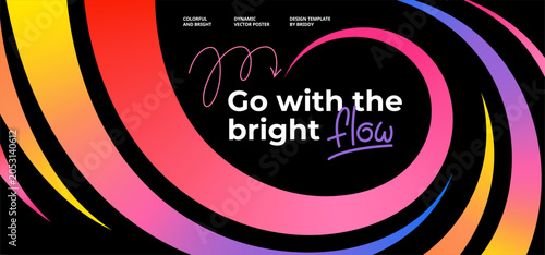 Swirl Spiral Abstract Color Lines Background. Vector Dynamic Gradient Lines Pattern. Curve Splashing Rainbow Ribbons. Vibrant Colors and Abstract Graphic Elements for Sports Banner Designs.