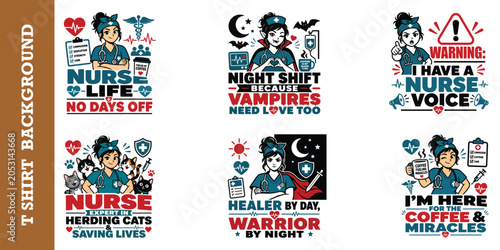 Photos Nurse life funny quotes t shirt design bundle for medical staff and professionals