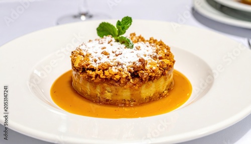 Delicious dessert on white plate.