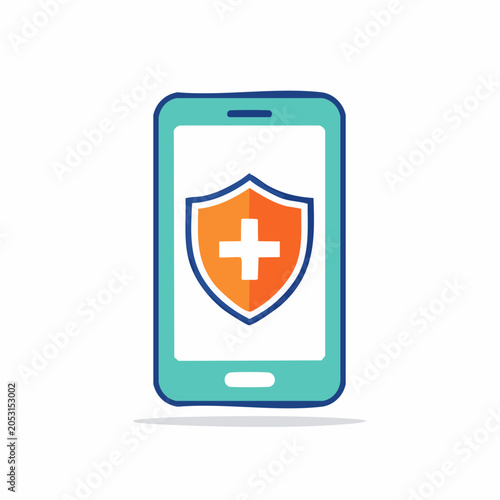 Mobile Health Protection Icon