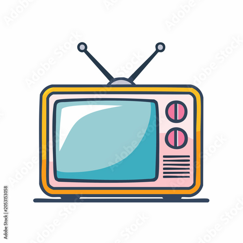 Retro Television Set with Antenna