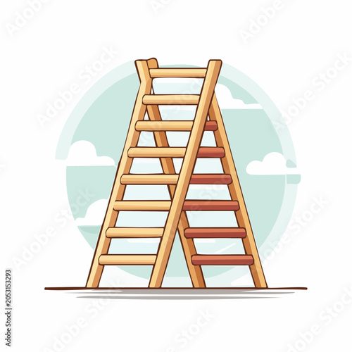 Wooden A-frame Ladder Illustration