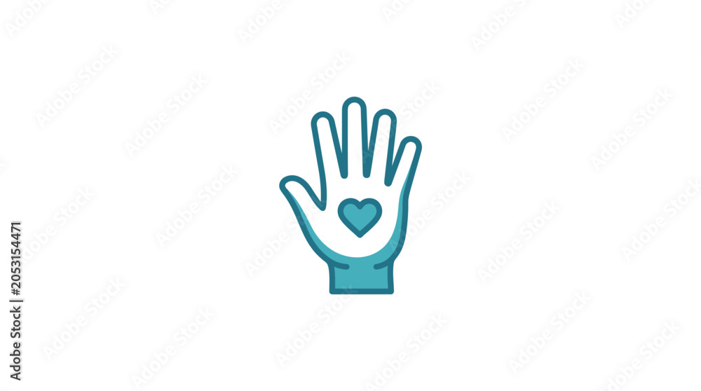 Obraz premium Hand with Heart Icon - Love, Care, Support, Charity, Kindness, Help Concept