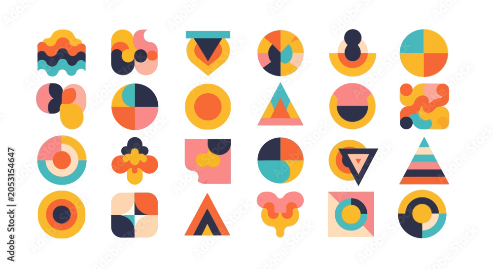 Fototapeta premium Retro Geometric Shapes - Abstract Mid Century Modern Design Elements