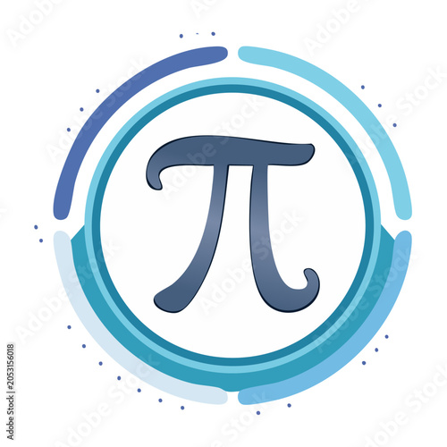 Pi symbol in a circle on transparent background