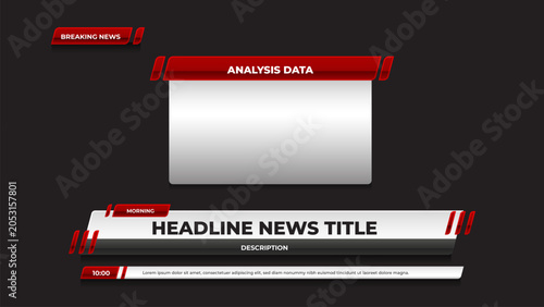 Quadro em tela set lower third with red variation color for template design live coverage