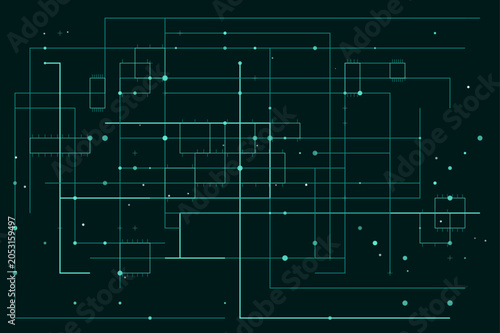 Abstract digital network with glowing turquoise lines and nodes on dark background