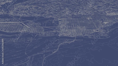 3D looped animation of city - La Crosse Wisconsin USA