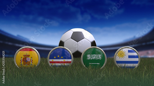 Vászonkép Badges with the flags of the teams in Group H of the 2026 Football Soccer Worl