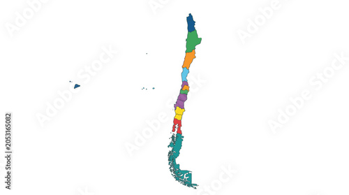 A colorful map of Chile regions.