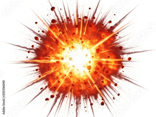Bright explosion with intense flames and sparks