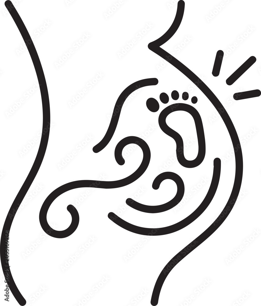 Fototapeta premium Maternity icons pregnancy symbol baby foot in womb prenatal care concept
