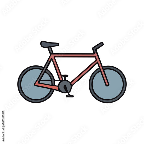 A simple, stylized illustration of a red bicycle with gray wheels and black tires, set against a white background.