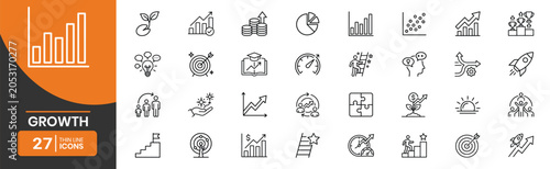Business Growth And Success Line Icon Set