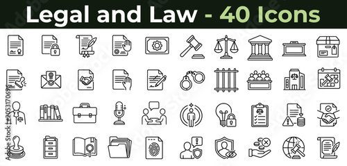 Foto Legal and Law Icons Set - 40 Line Icons
