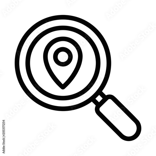 Photos Outline Map Pointer Location Symbol Inside Magnifying Glass Lens Icon