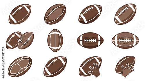 Fotografie American Football Collection: Balls, Hands, and VS Symbol