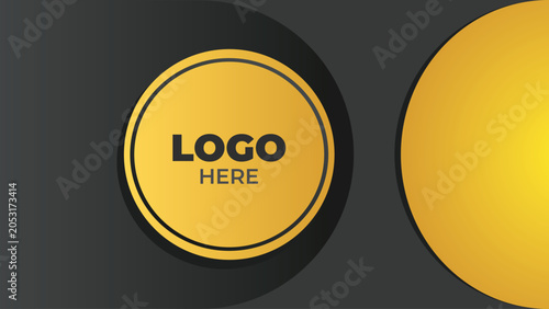 Abstract black color and yellow geometric circle shape decoration background