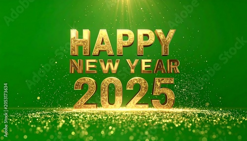 Happy New Year 2025 celebration background with gold glitter.