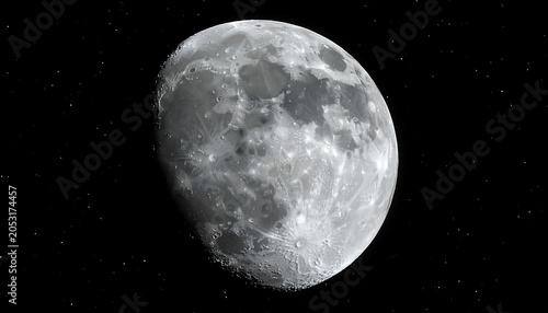 Full moon in dark night sky.