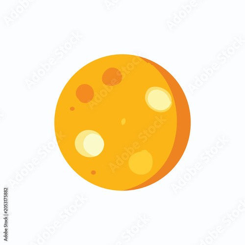 Flat vector illustration of a yellow cheese moon.