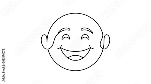 Quadro em tela Minimalist Line Art Happy Face Icon - Joyful Expression, Simple Design